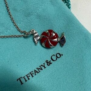 Tiffany & Co. Sterling Silver Red Enamel Candy Pendant Necklace